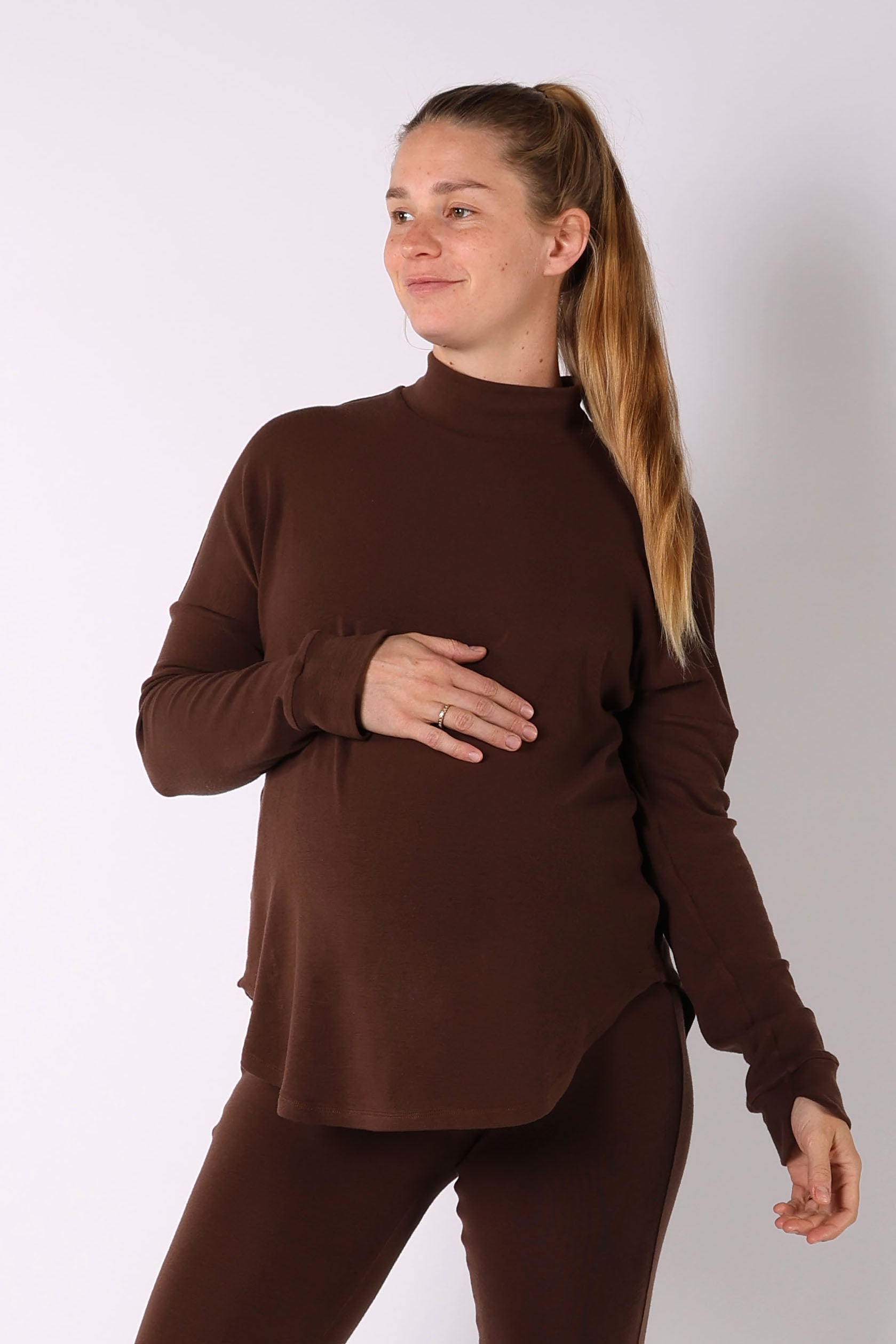 VILLA || WOOL LOUNGEWEAR MATERNITY MOCK NECK TOP