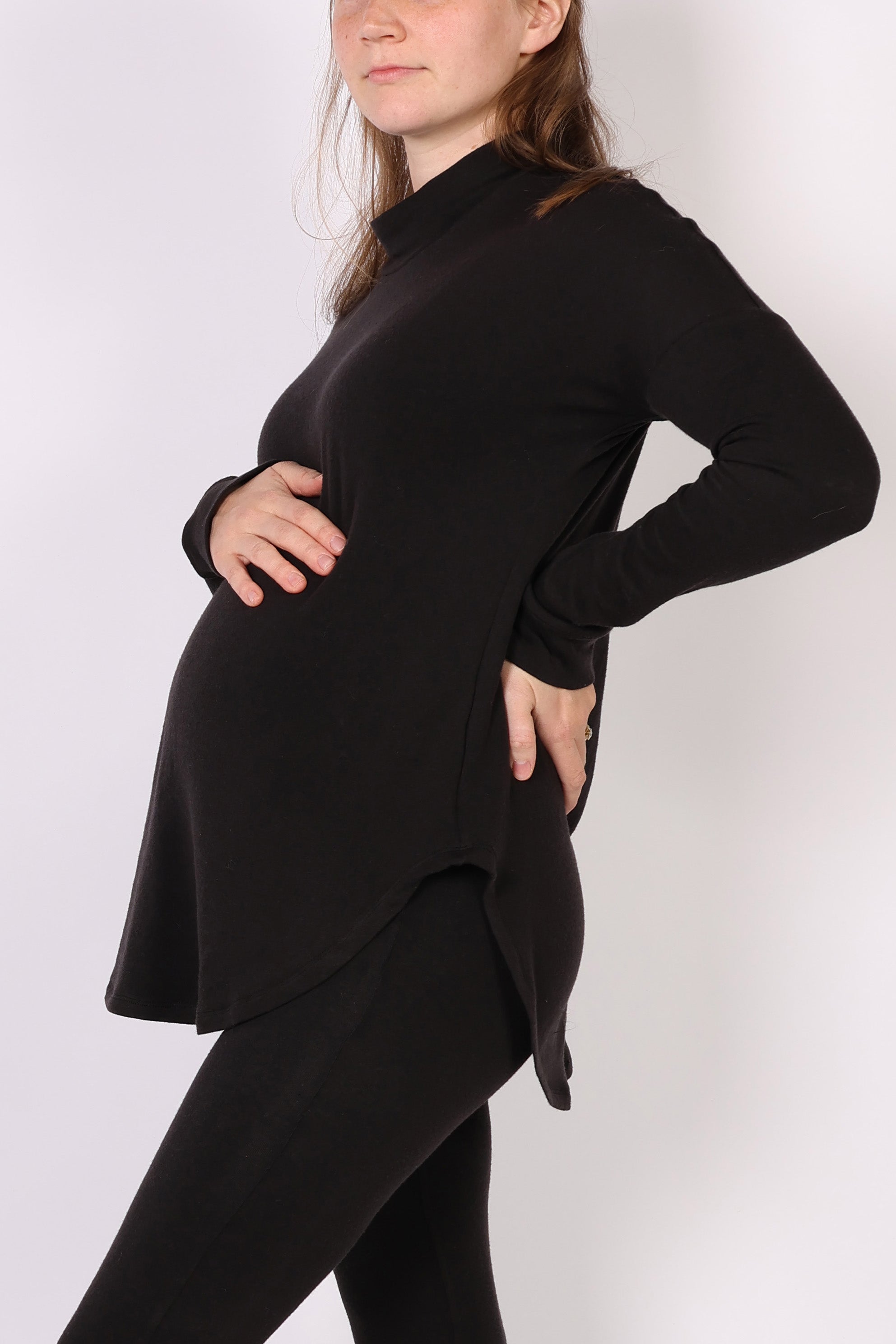 VILLA || WOOL LOUNGEWEAR MATERNITY MOCK NECK TOP