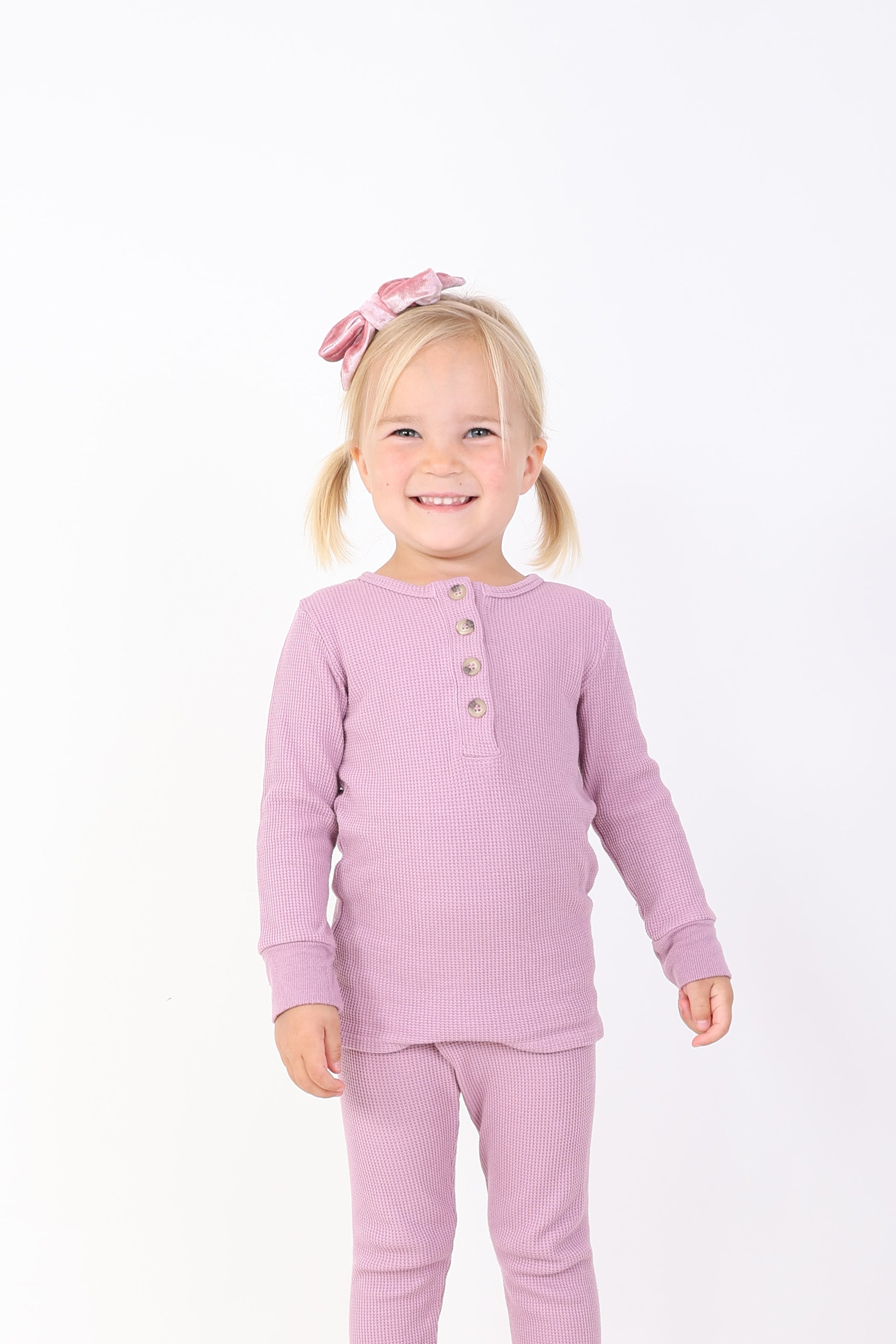 BEATRICE || THERMAL BABY LONG SLEEVE HENLEY TOP AND BOTTOM SET