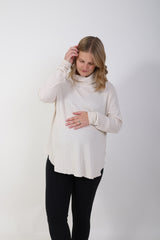 DELILAH || THERMAL LONG SLEEVE COWL NECK MATERNITY TOP || BIRCH