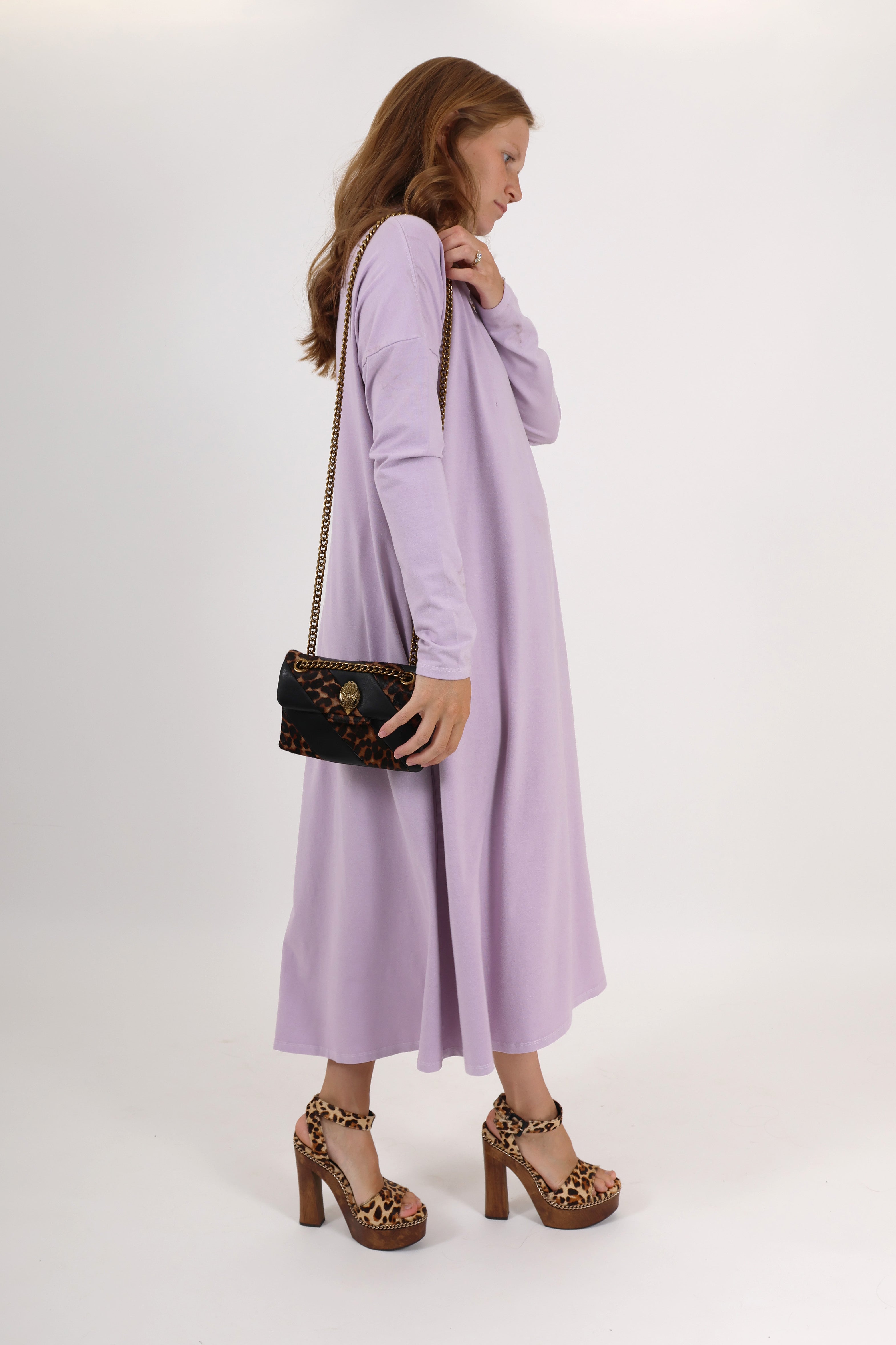 MEREDITH || COWL NECK LONG SLEEVE MATERNITY MIDI DRESS