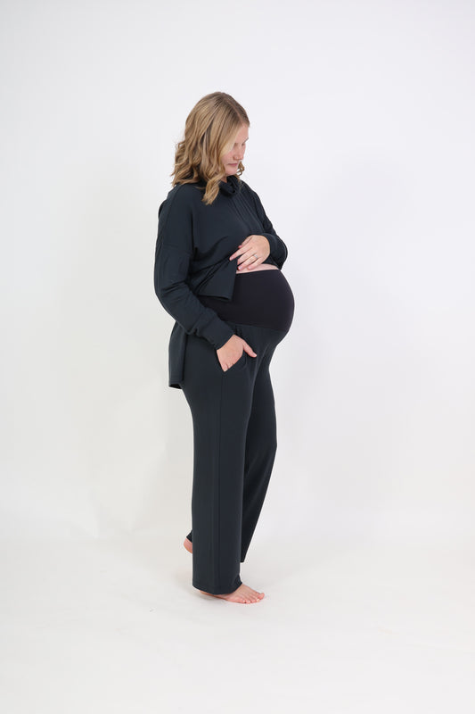 Winter Pregnant Women Black Leggings for Maternity Warm Soft Pants