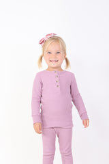 BEATRICE || THERMAL BABY LONG SLEEVE HENLEY TOP AND BOTTOM SET || LILAS