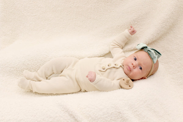 BEATRICE || THERMAL INFANT LONG SLEEVE HENLEY TOP AND BOTTOM SET || BIRCH