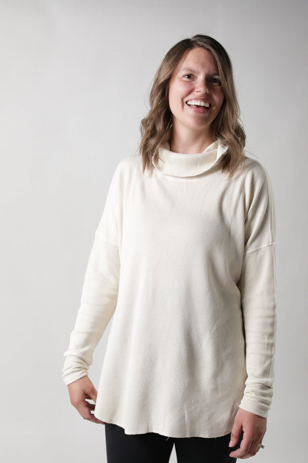 DELILAH || THERMAL LONG SLEEVE COWL NECK MATERNITY TOP || BIRCH