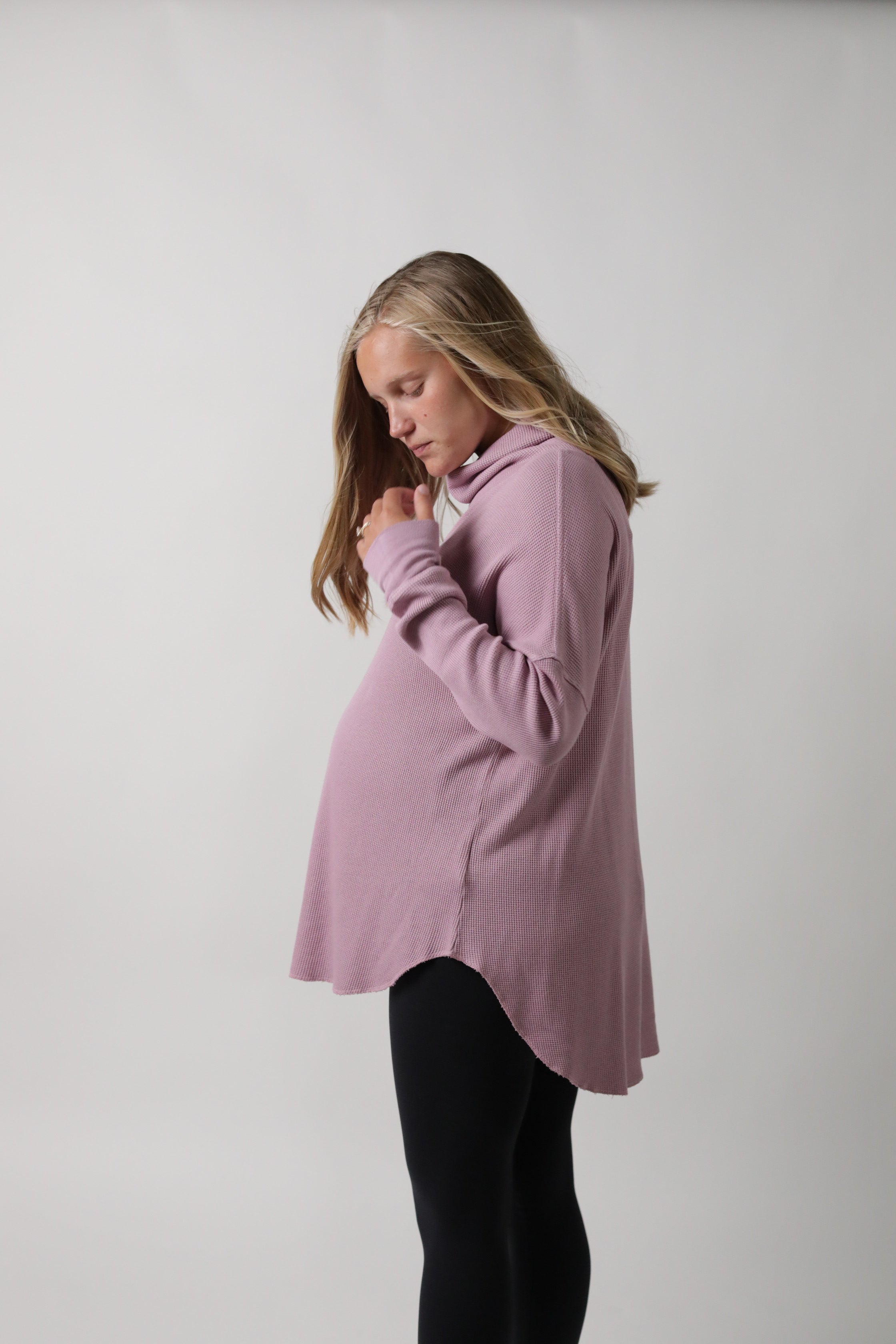 DELILAH || THERMAL LONG SLEEVE COWL NECK MATERNITY TOP