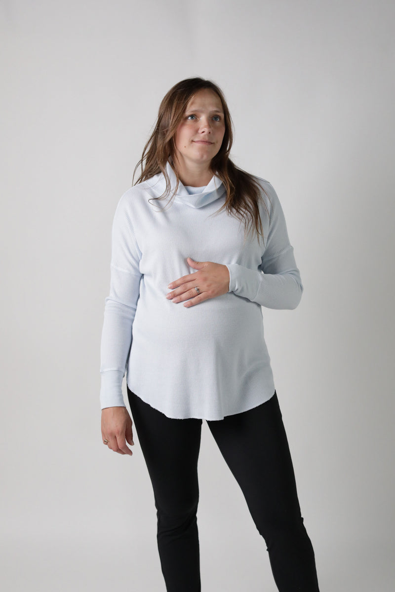 DELILAH || THERMAL LONG SLEEVE COWL NECK MATERNITY TOP || PLEIN AIR