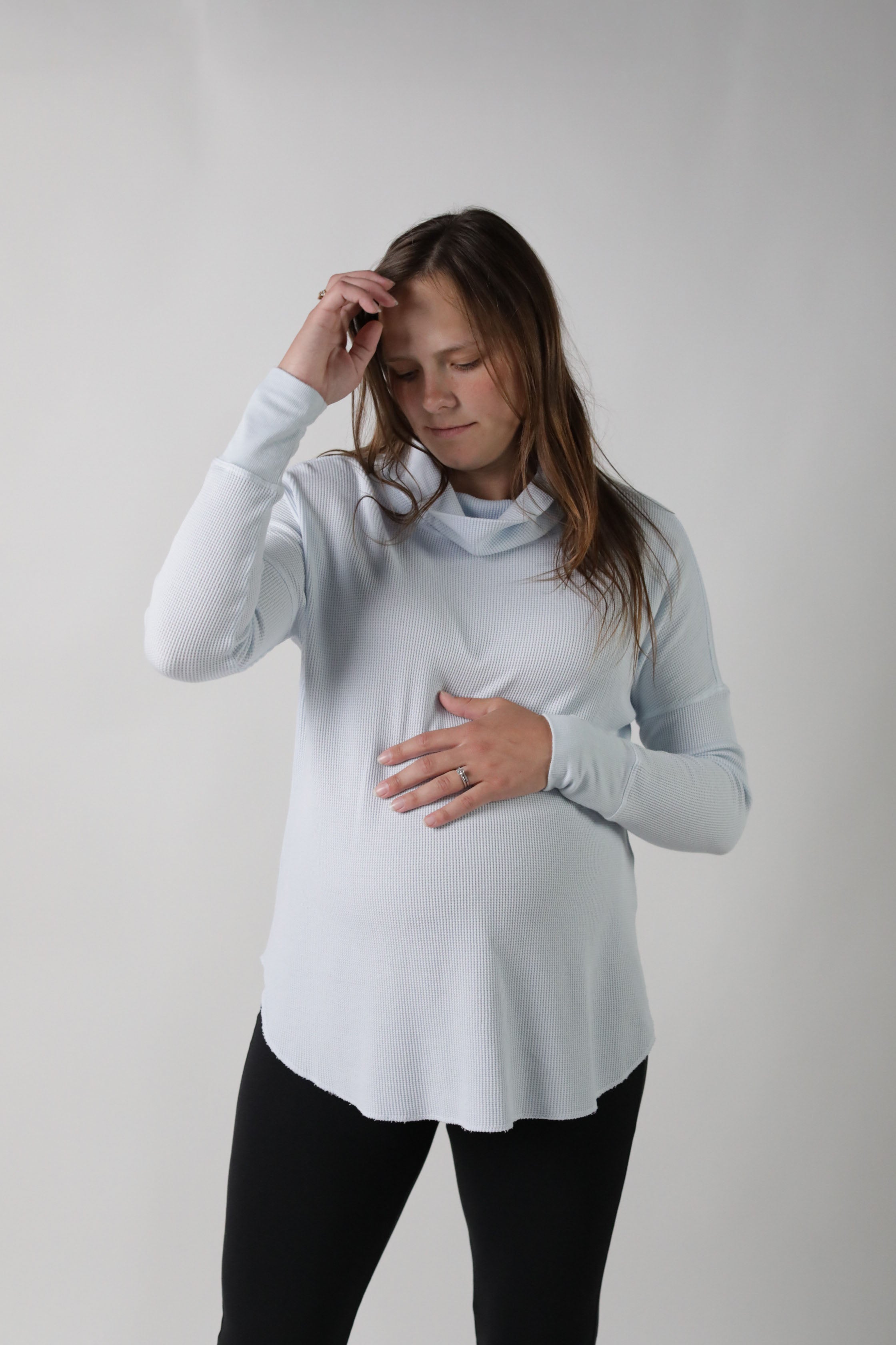 DELILAH || THERMAL LONG SLEEVE COWL NECK MATERNITY TOP