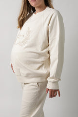 ELLE || FRENCH TERRY MATERNITY CREW NECK PULLOVER || BIRCH