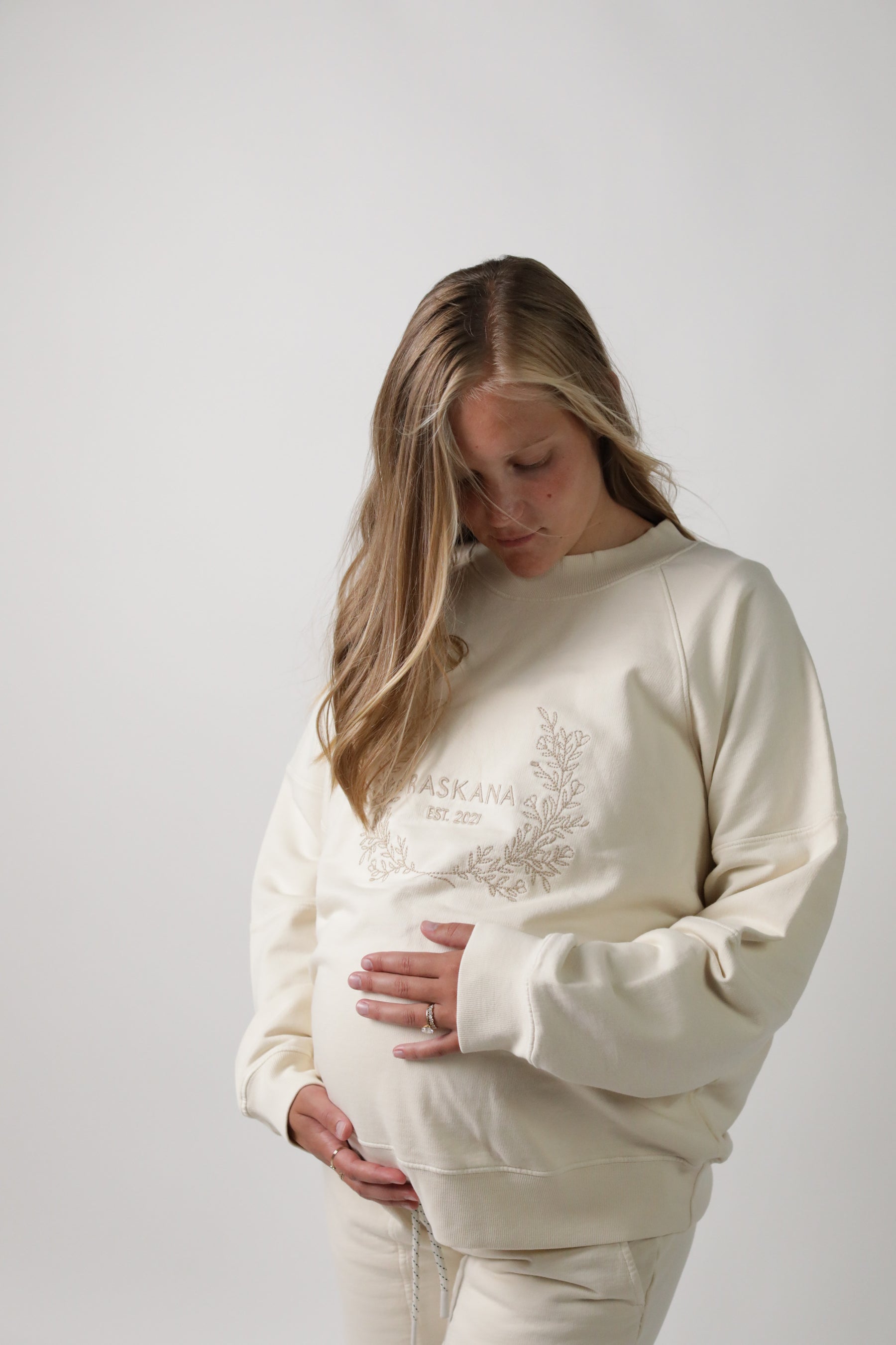 Olive Vintage Wash French Terry Maternity Pullover main image 1