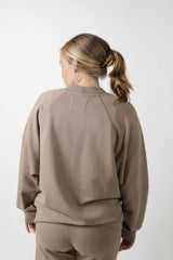 ELLE || FRENCH TERRY MATERNITY CREW NECK PULLOVER || TAUPE GREY