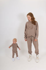 ELLE || FRENCH TERRY MATERNITY CREW NECK PULLOVER || TAUPE GREY