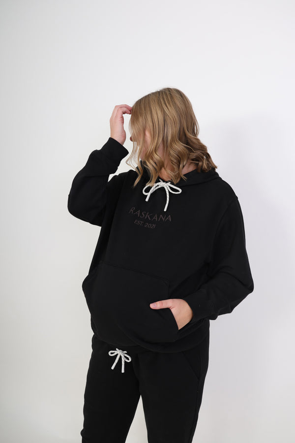 ELLE || FRENCH TERRY MATERNITY HOODIE || BLACK