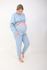 ELLE || FRENCH TERRY MATERNITY JOGGER || DUSTY BLUE