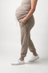 ELLE || FRENCH TERRY MATERNITY JOGGER || TAUPE GREY
