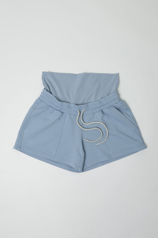 ELLE || FRENCH TERRY MATERNITY SHORT || DUSTY BLUE