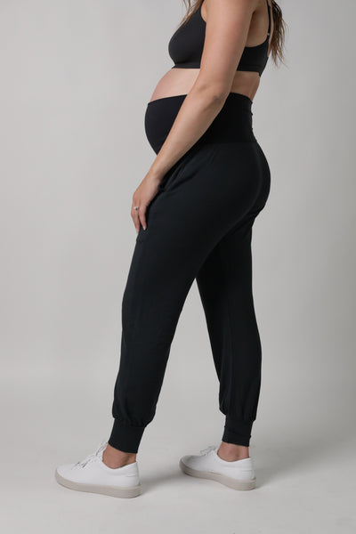 Black Maternity Joggers  Pregnancy Jogging Bottoms – Born Primitive