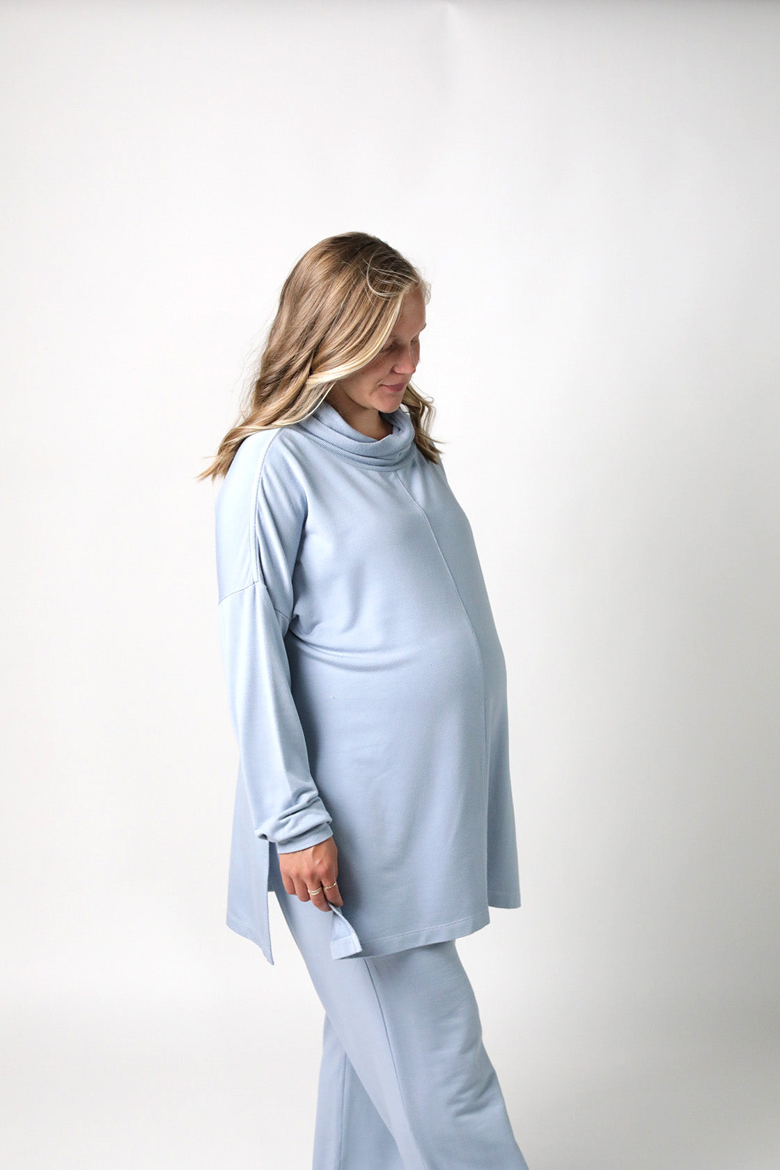 RUBY || MODAL SPANDEX MATERNITY LOUNGEWEAR LONG SLEEVE COWL TOP